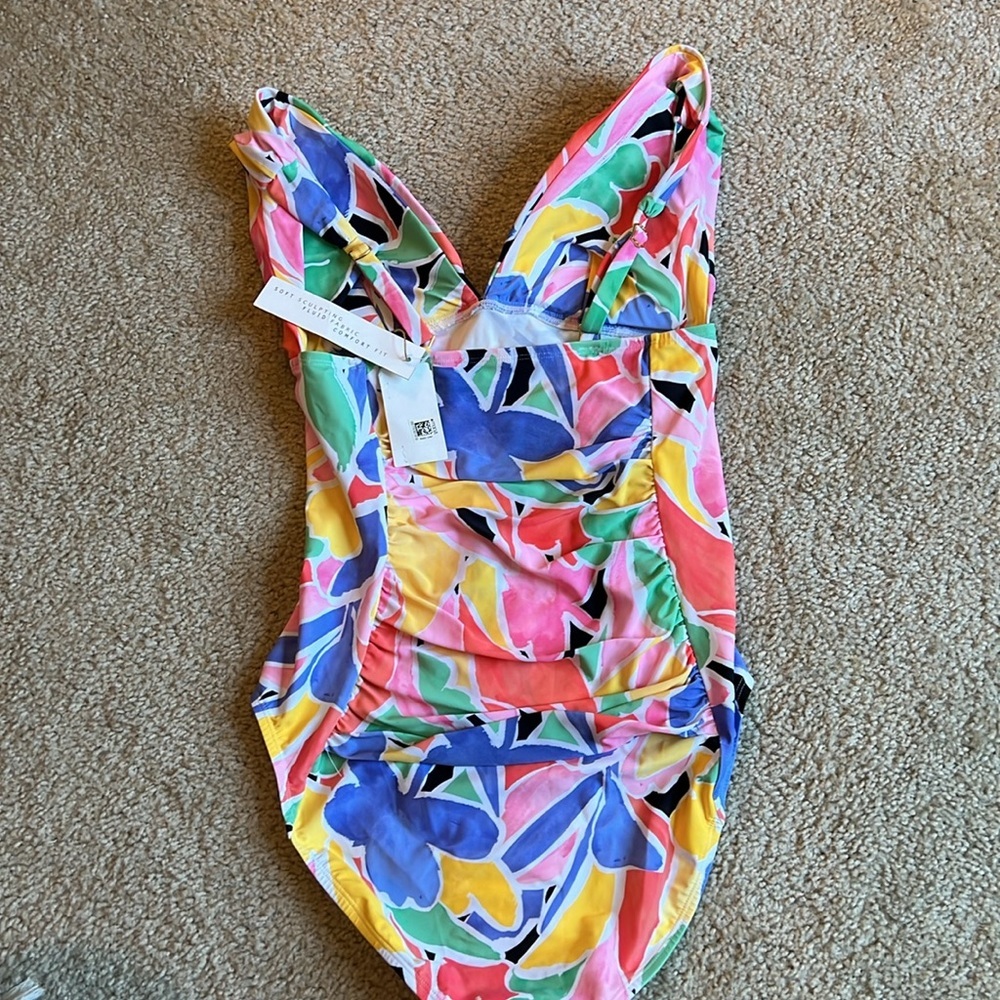 Beyond Control swimwear one piece floral plunging neckline tummy control swim 10 - Picture 5 of 8